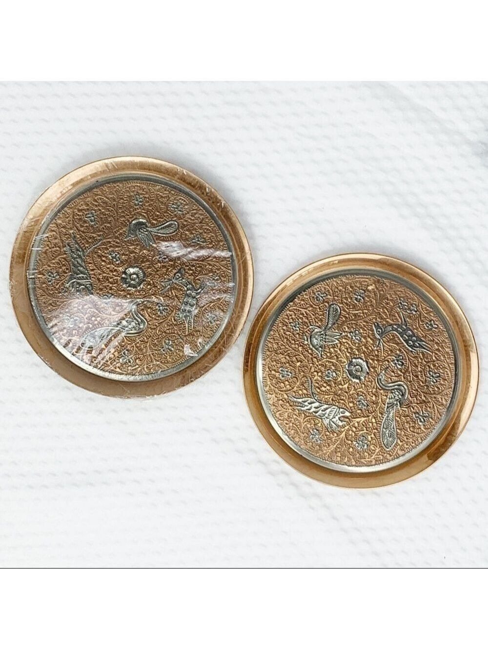 𝅺new-2pc Etched Animals/SilverPainted Copper Plates